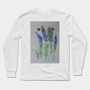 Bees on Delphiniums Long Sleeve T-Shirt